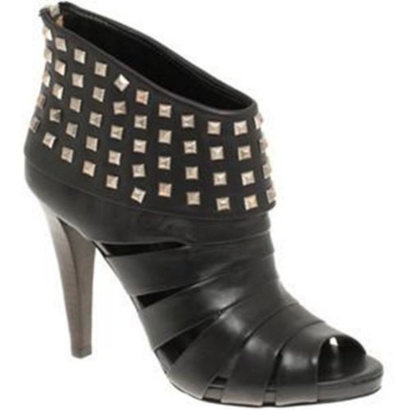 ASH Women's •Kate• Peep-Toe Studded Booties-Black - Picture 1 of 2